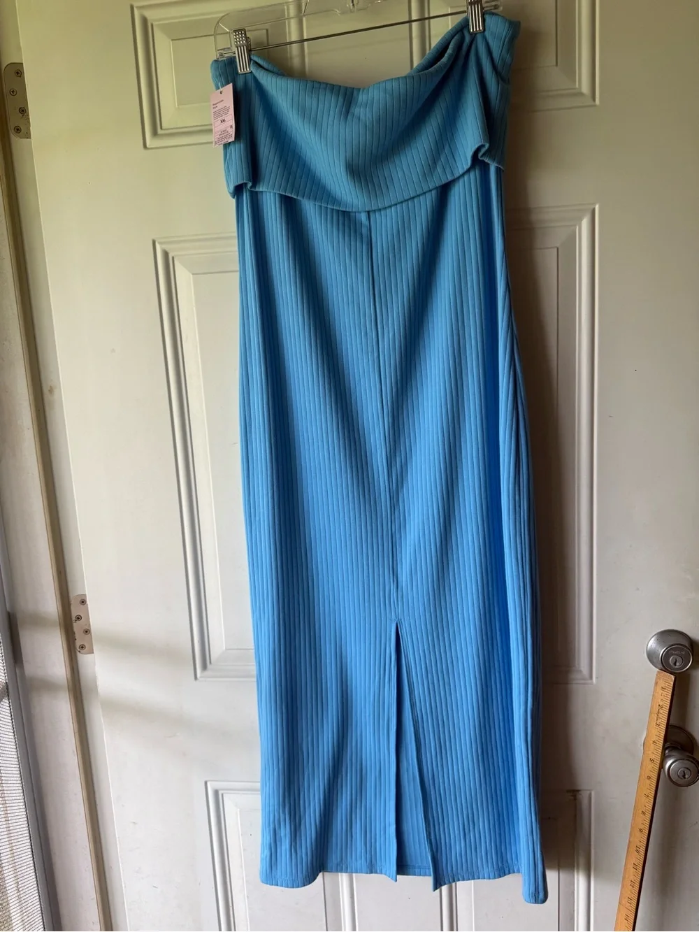 🎯50% OFF! Wild Fable Sky Blue Cotton Midi Ribbed Strapless Dress